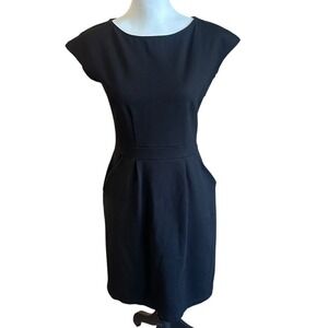Quince Dress Size Small‎  Black Ponte Cap Sleeve Sheath Dress Ultra Stretch.